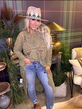 Olive Long crochet sweater